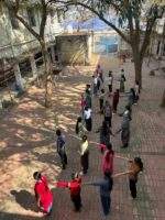 स्वामी आत्मानंद शासकीय अंग्रेजी माध्यम आदर्श महाविद्यालय में स्वीप के तहत मानव श्रृंखला का कार्यक्रम का हुआ आयोजन