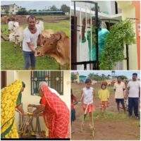 हरेली पर कृषि औजारों की पूजा, गेडी पर झूमे बच्चे , गांवो में दिखी छत्तीसगढ़ी संस्कृति की झलक