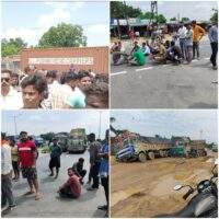 खराब सड़क को लेकर ग्रामीणों का फूटा गुस्सा, NH-53 पर किया चक्काजाम, एक घंटे जाम के बाद मरम्मत के आश्वासन के बाद ग्रामीणो ने चक्काजाम किया खत्म